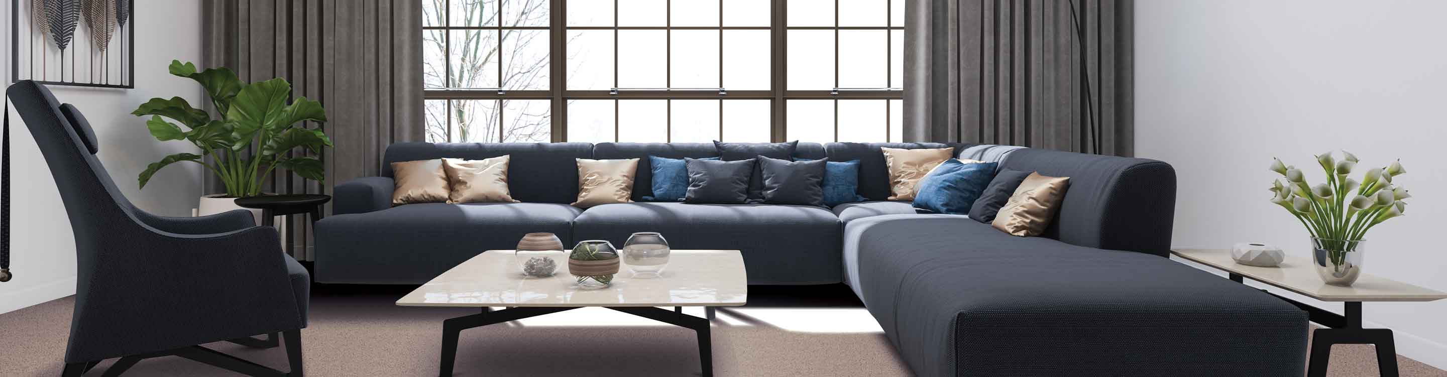 gray curtains in a living room