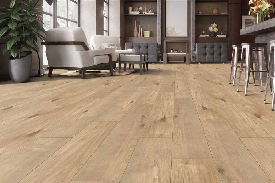 wood look laminate flooring in living area